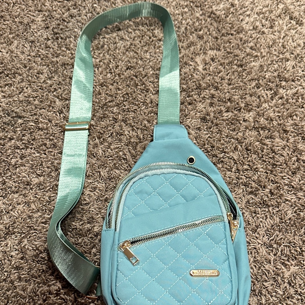 Chic Quilted Blue Crossbody Bag